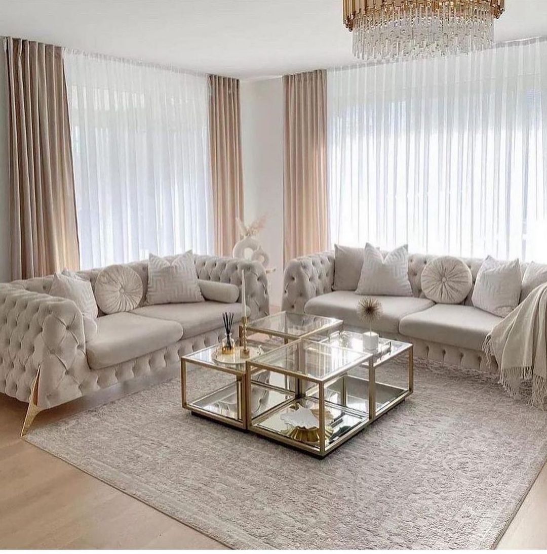 A luxurious sofa set in Daisy fabric, featuring the EleganceElevate design with plush cushions and modern aesthetics.